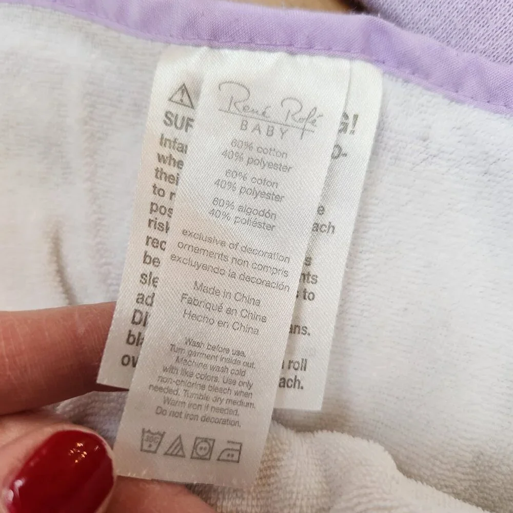 BUNDLE (3) Rene Rofe Hooded Towels Infant Baby Bathtime Purple White Birds OS